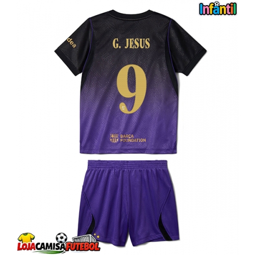 Camisa de Futebol Barcelona Gabriel Jesus #9 Equipamento Secundário Infantil 2026-27 Manga Curta (+ Calças curtas)